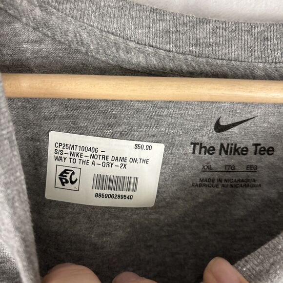 Nike Men's 2025 Notre Dame Fighting Irish National Championship T-Shirt Grey 2XL - Picture 3 of 5
